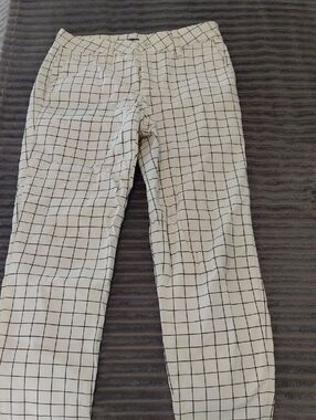 Women's White Windowpane Dress Pants